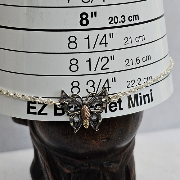 12K Butterfly Anklet Bracelet on 925 Chain - Picture 9 of 15